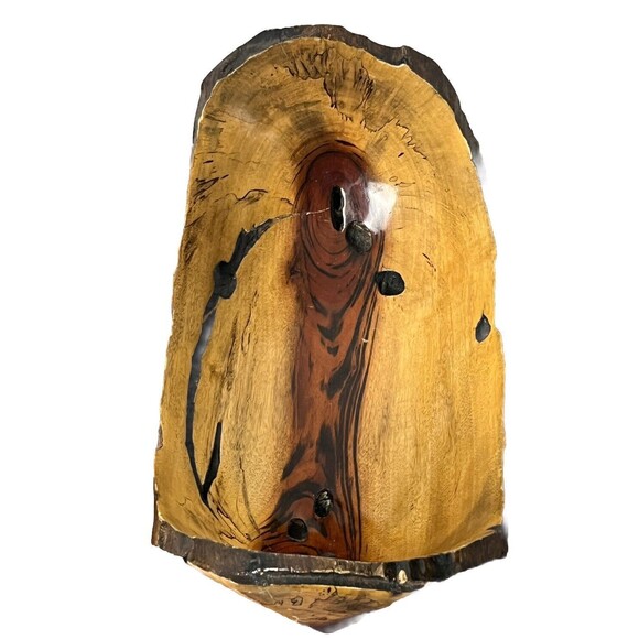 Wood Bowl Live Raw Edge Natural Knots Rustic Home Decor 12x7 Cottage Cabin Beach - Picture 5 of 10